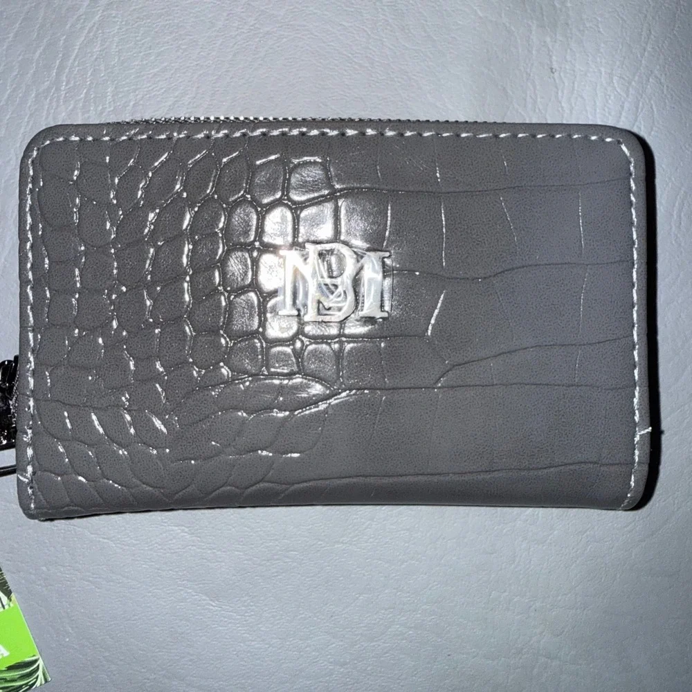 Badgley‎ Mischka Quilted Studded Mini Backpack and Croc Wallet Set Pink Grey NEW